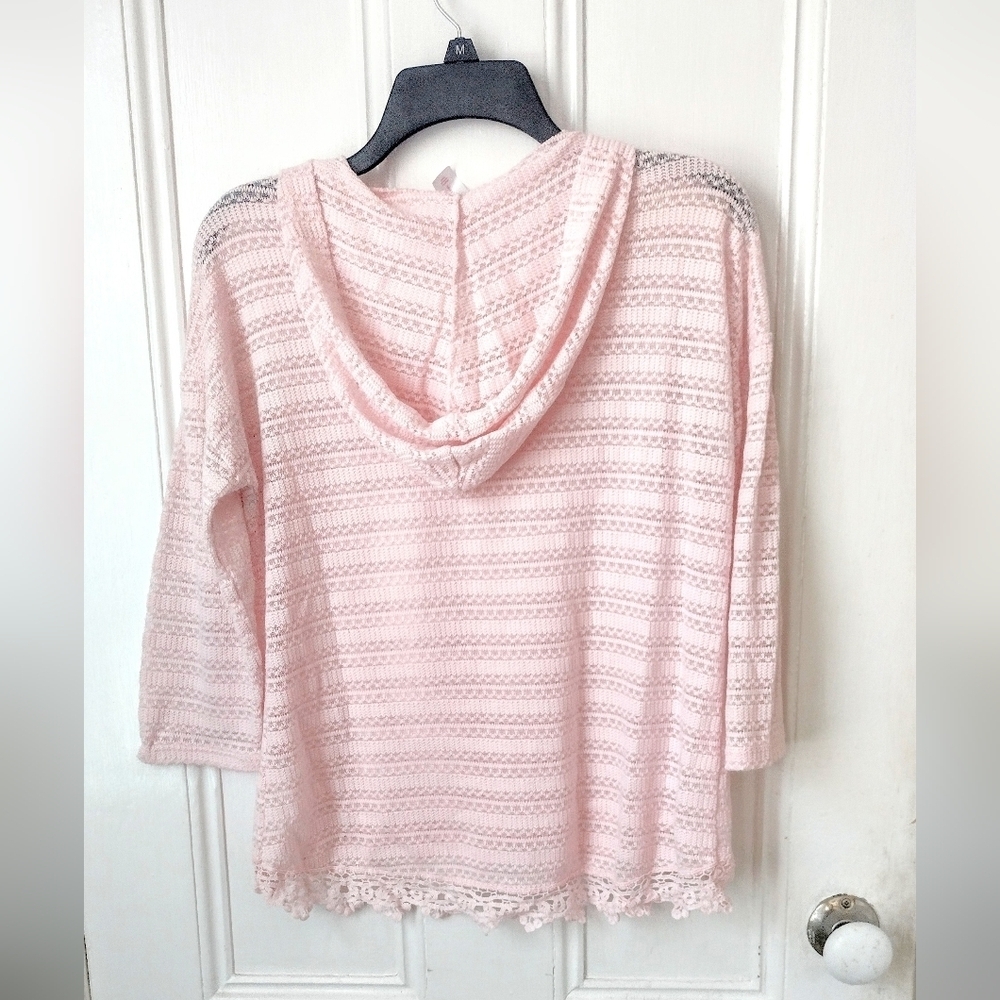 No Boundaries Pink Knit Hooded Sweater Size Large - Picture 2 of 4